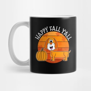 Happy Fall Y'All Dachshund Dog Autumn Thanksgiving Mug